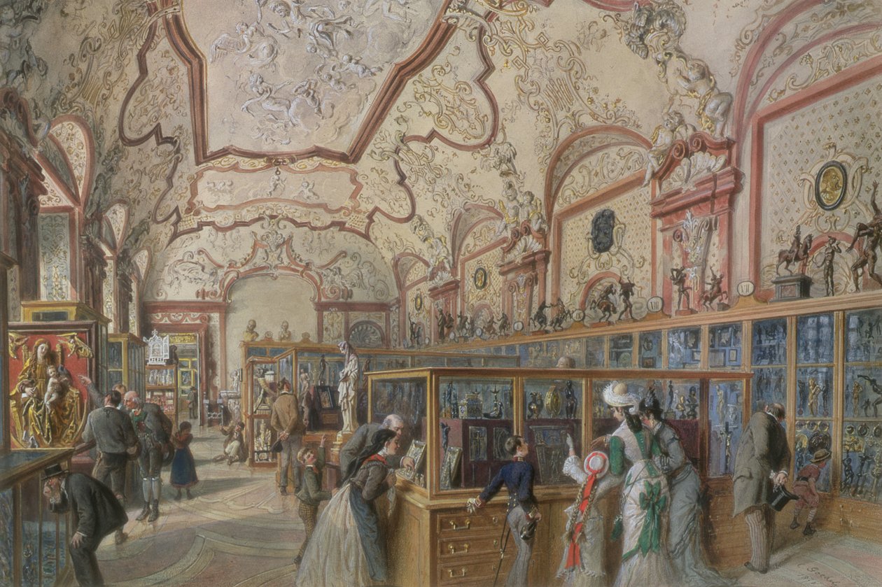 Marmorhallen i Ambraser Gallery i Lower Belvedere, Wien, 1876 af Carl Goebel