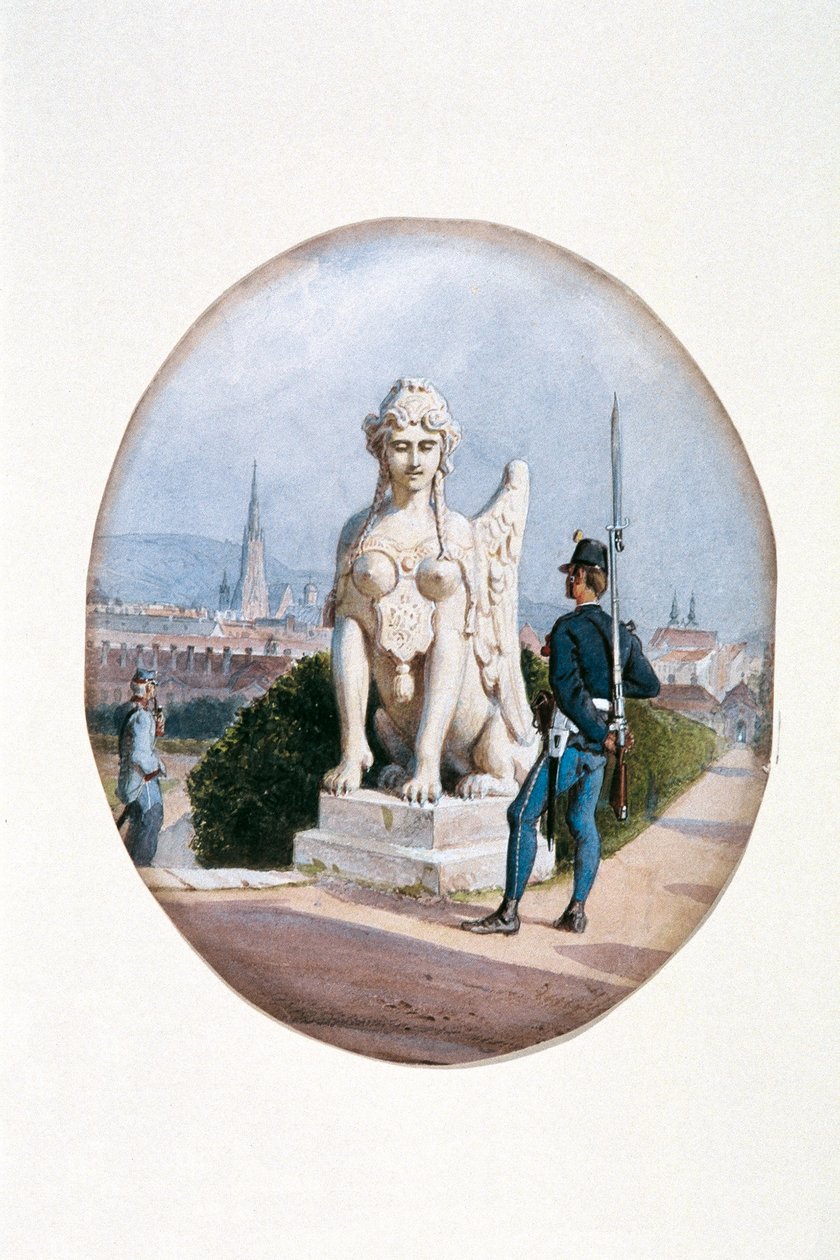 En infanterist på vagtvagt foran Upper Belvedere af Carl Goebel d. J.