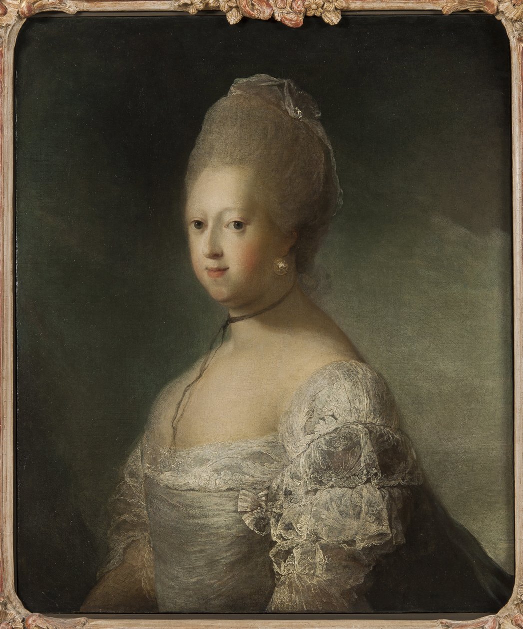 Caroline Mathilde af Hannover, prinsesse af Storbritannien og dronningsgemal af Danmark og Norge - Portræt af Caroline Matilda af Storbritannien (1751-1775), dronning af Danmark, af Pilo, Carl Gustaf (1711-1793). Olie på lærred. Mål: 76x63 cm. Nationa af Carl Gustaf Pilo
