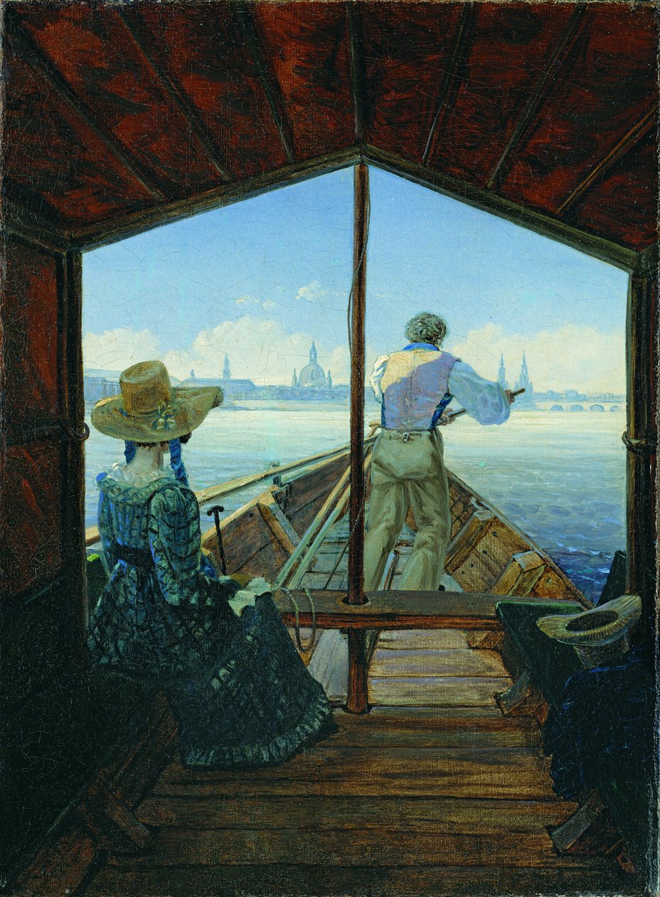 Bådtur på Elben nær Dresden (Morgen på Elben) af Carl Gustav Carus