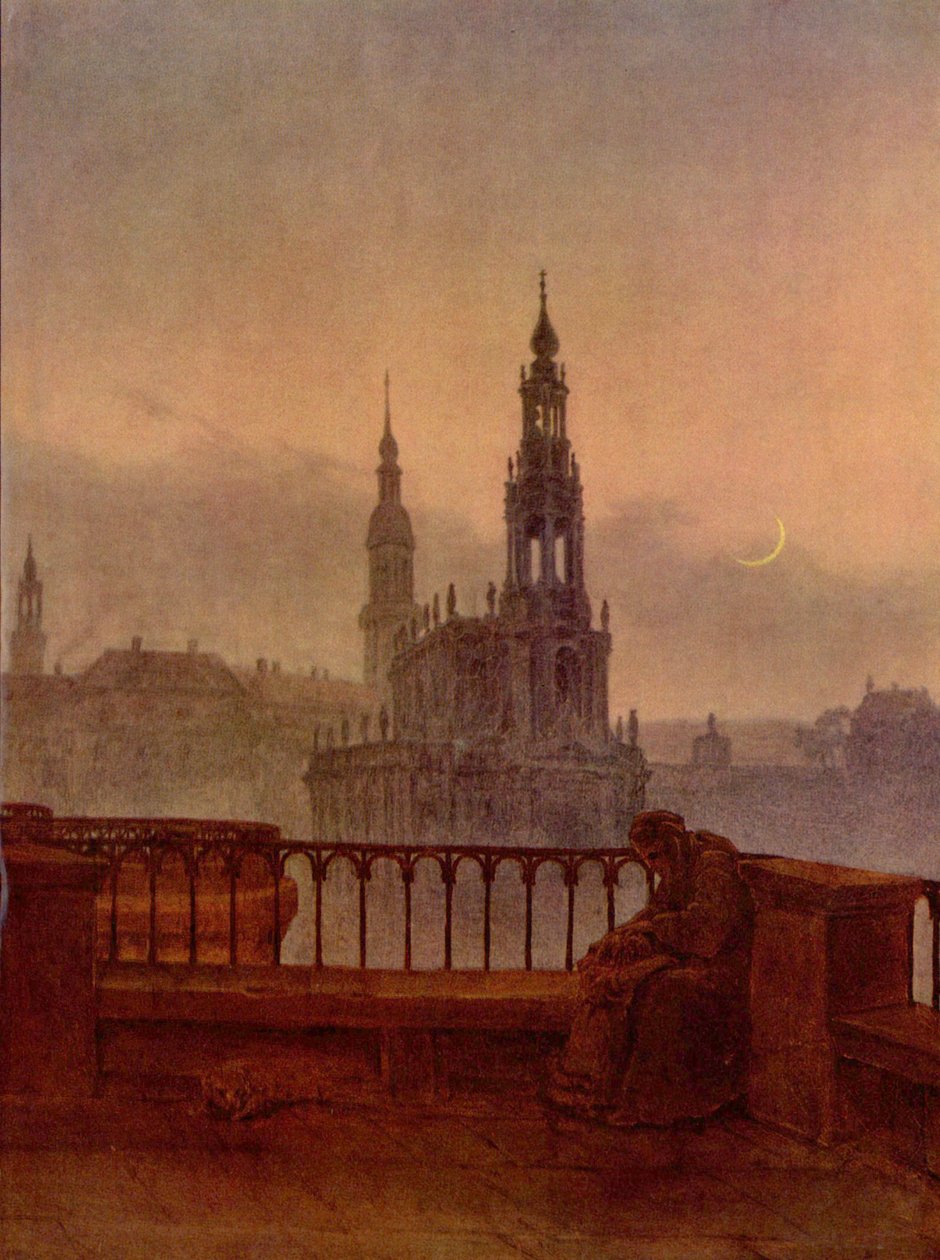 Tysk: Udsigt over Dresden fra Brühls terrasse Udsigt over Dresden fra Brühls terrasse af Carl Gustav Carus