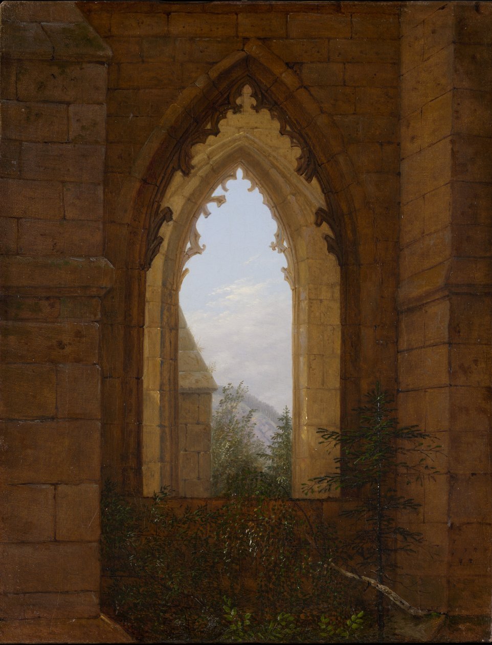 Gotisk vindue i ruinerne af Oybin-klosteret af Carl Gustav Carus