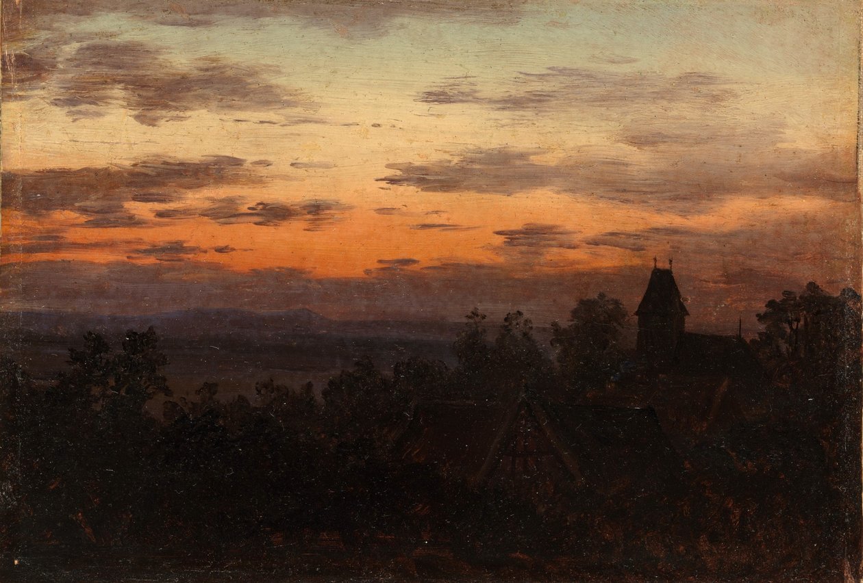 Landskab ved solnedgang af Carl Gustav Carus