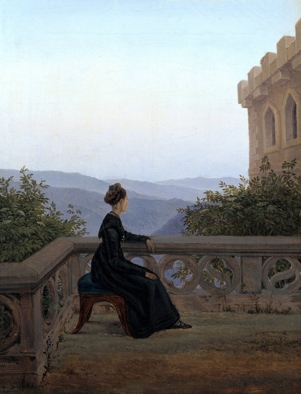 Kvinde på balkonen, 1824 af Carl Gustav Carus