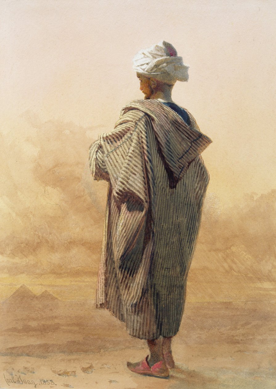 Cairo, en araber i skumringen før pyramiderne af Carl Haag