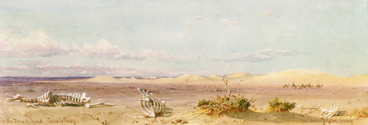 Sandbjerge i ørkenen, Cairo, Suez, 1859 af Carl Haag