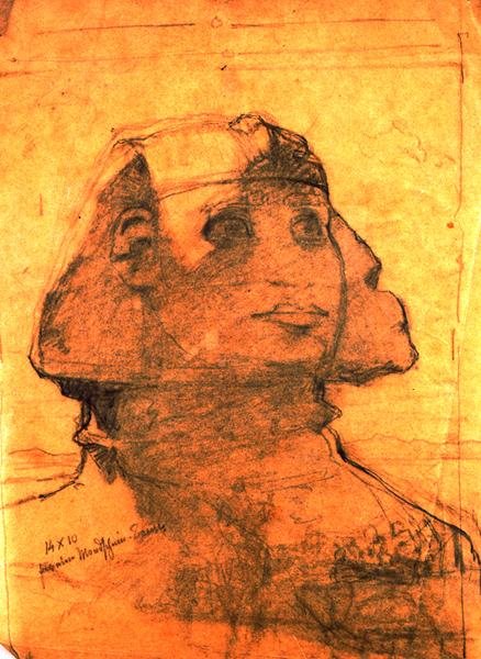 Sphinx at Giza (blyant på papir) af Carl Haag