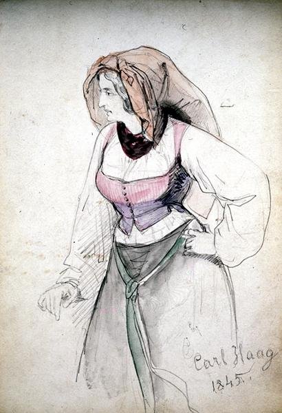 Studie af en dame iført italiensk kostume af Carl Haag