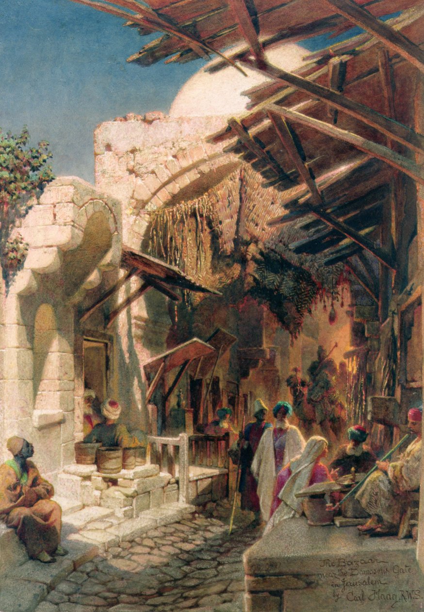 Bazaren nær Damaskus-porten i Jerusalem af Carl Haag