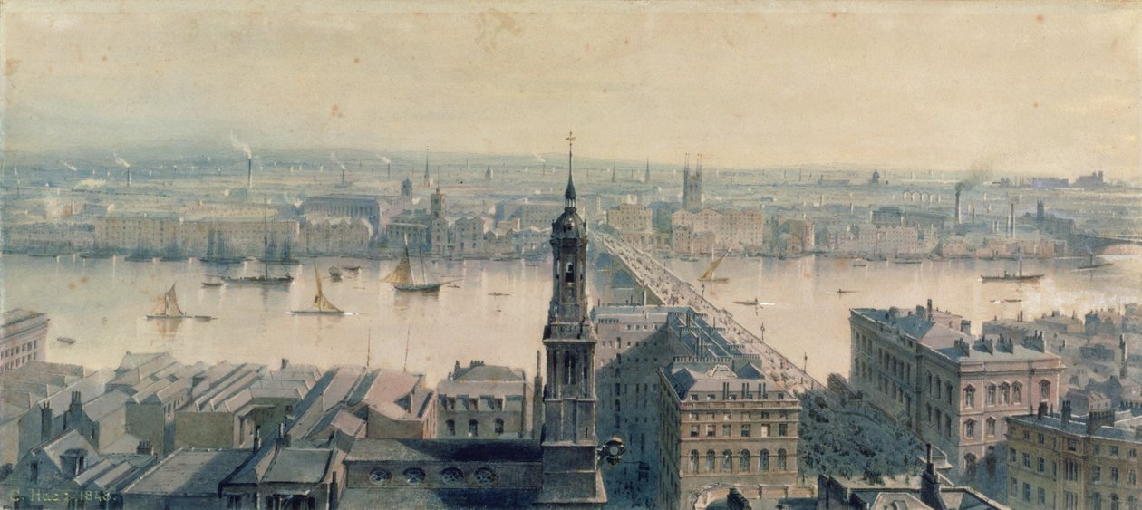 Udsigt over London fra Monument, der ser mod syd, 1848 af Carl Haag