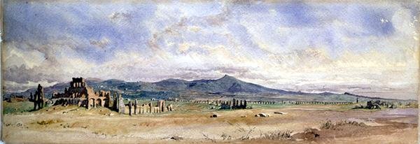 Villa of Lucullus ved Misenum i Napoli-bugten (akvarel på papir) af Carl Haag