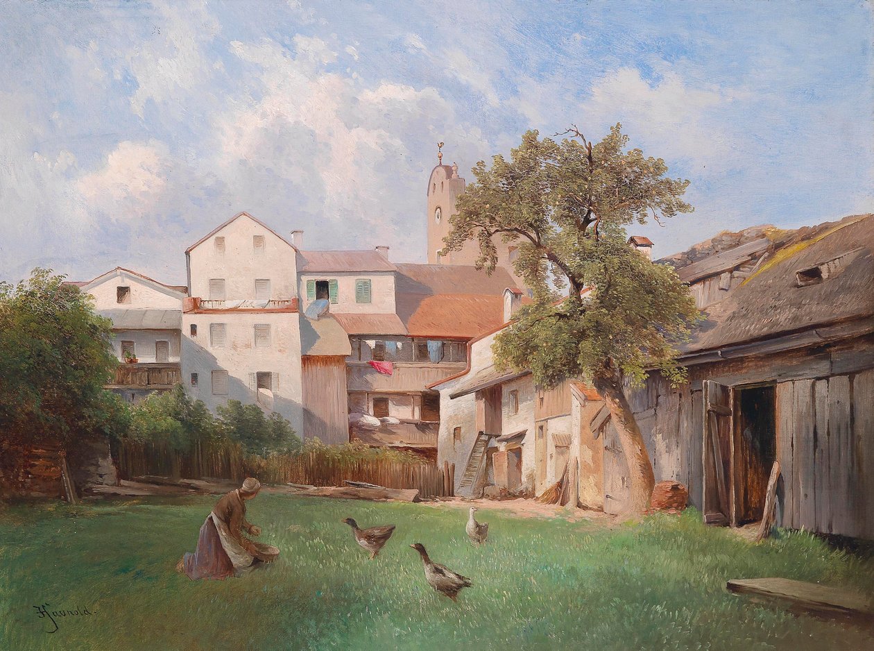 Carl Haunolds gårdhave til sæbemagerhuset i Tittmoning 1907 af Carl Haunold