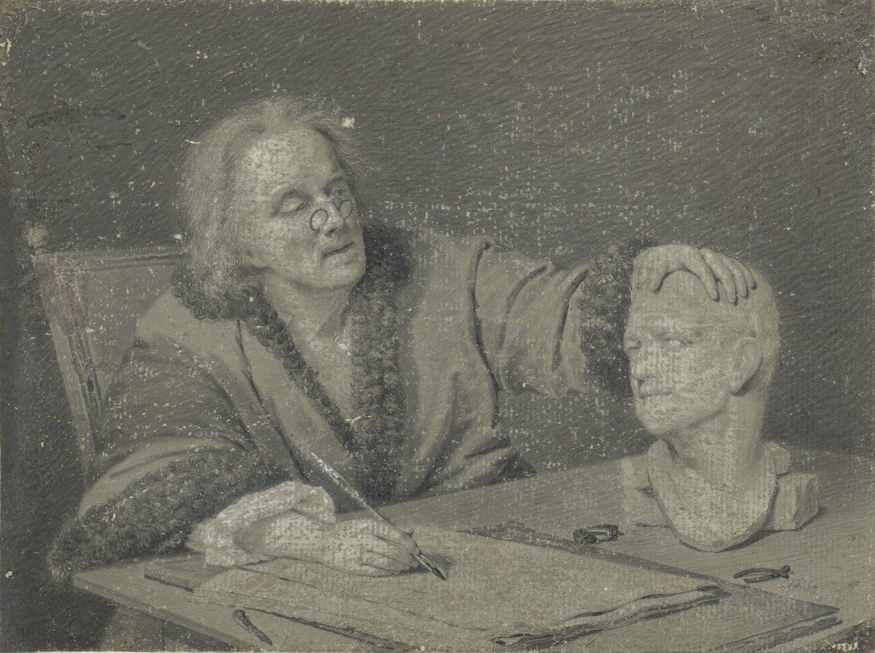Tegner tegner et gipshoved af Carl Heinrich Mylius