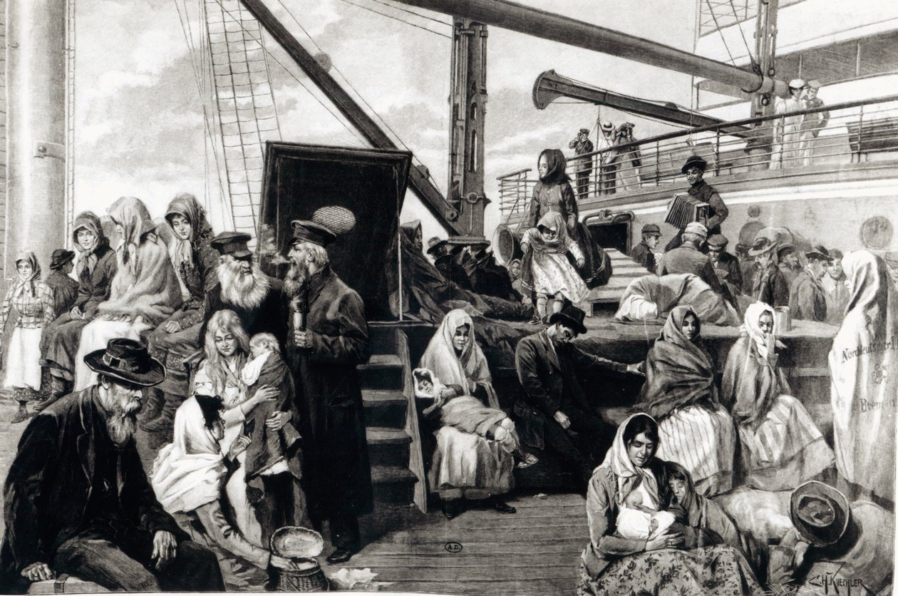Steerage-passagerer, der emigrerer til USA fra Tyskland, 1899 af Carl Hermann Kuechler