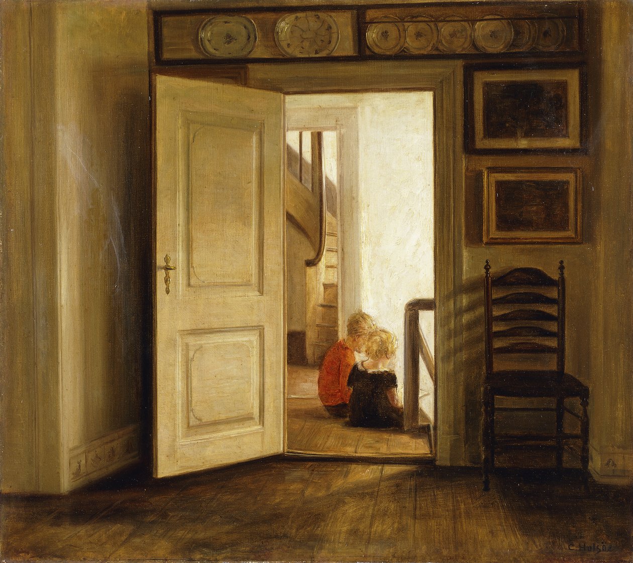 Børn i et interiør af Carl Holsoe