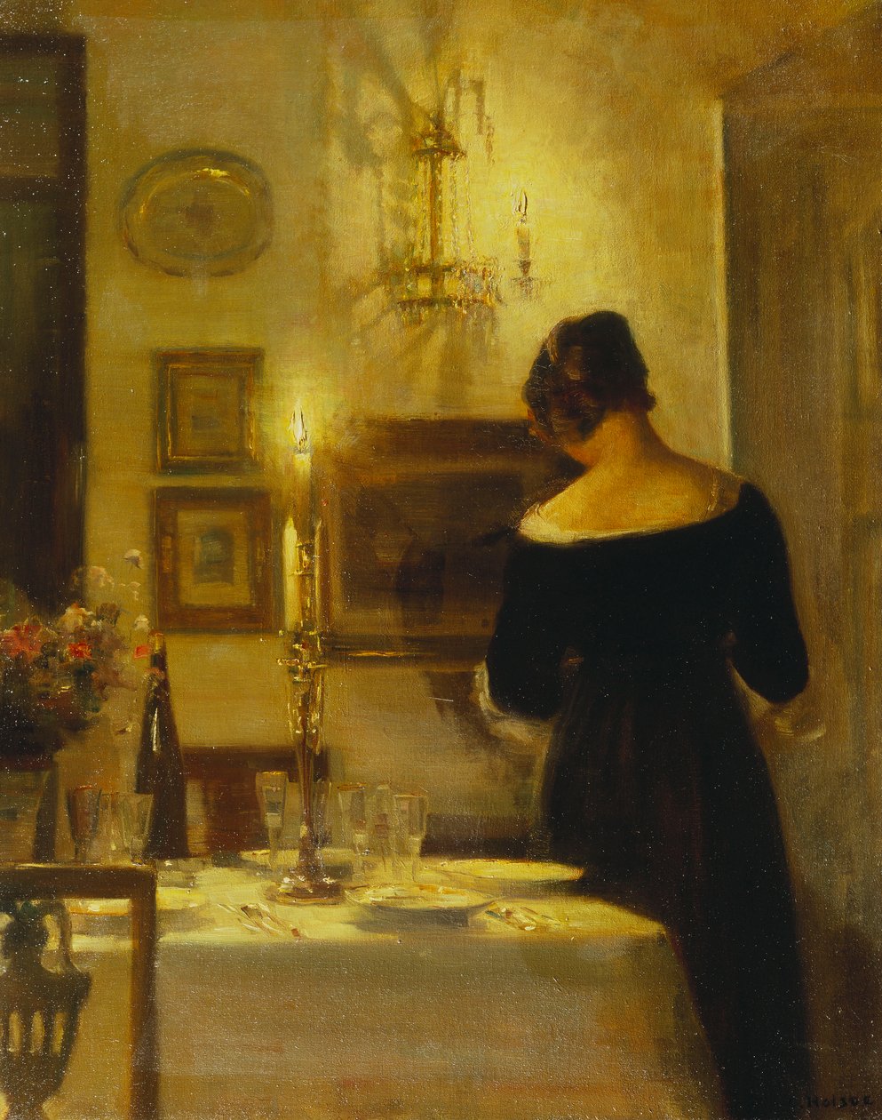 I spisestuen (olie på lærred) af Carl Holsoe