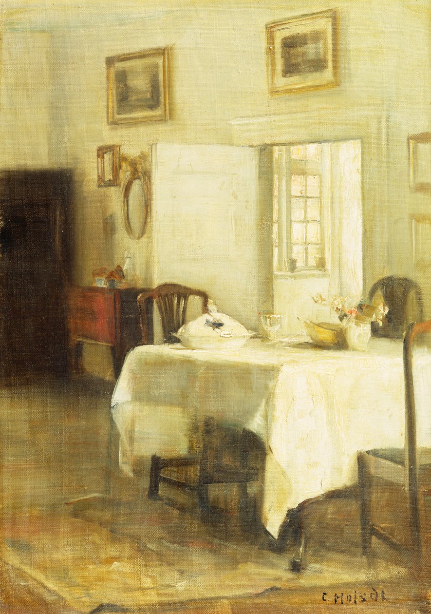Spisestuen (olie på lærred) af Carl Holsoe