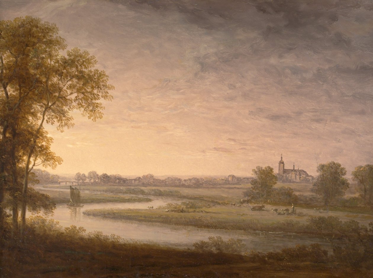 Stort landskab med Västerås i baggrunden af Carl Johan Fahlcrantz