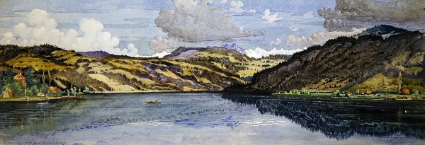 Santa Margherita og Aegeri Sea (akvarel på papir) af Carl Johan Forsberg