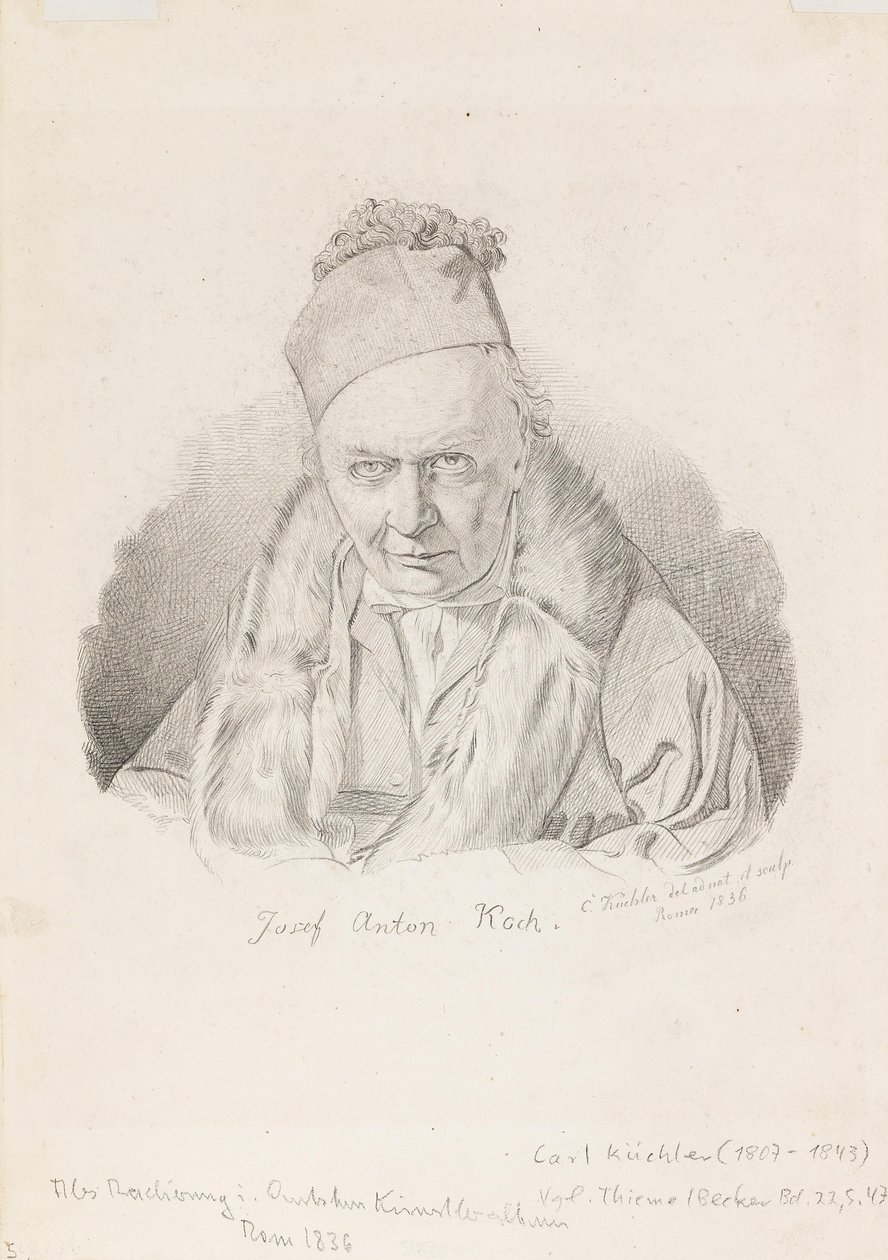 Portræt af maleren Joseph Anton Koch 1768-1839, 1836. af Carl Küchler