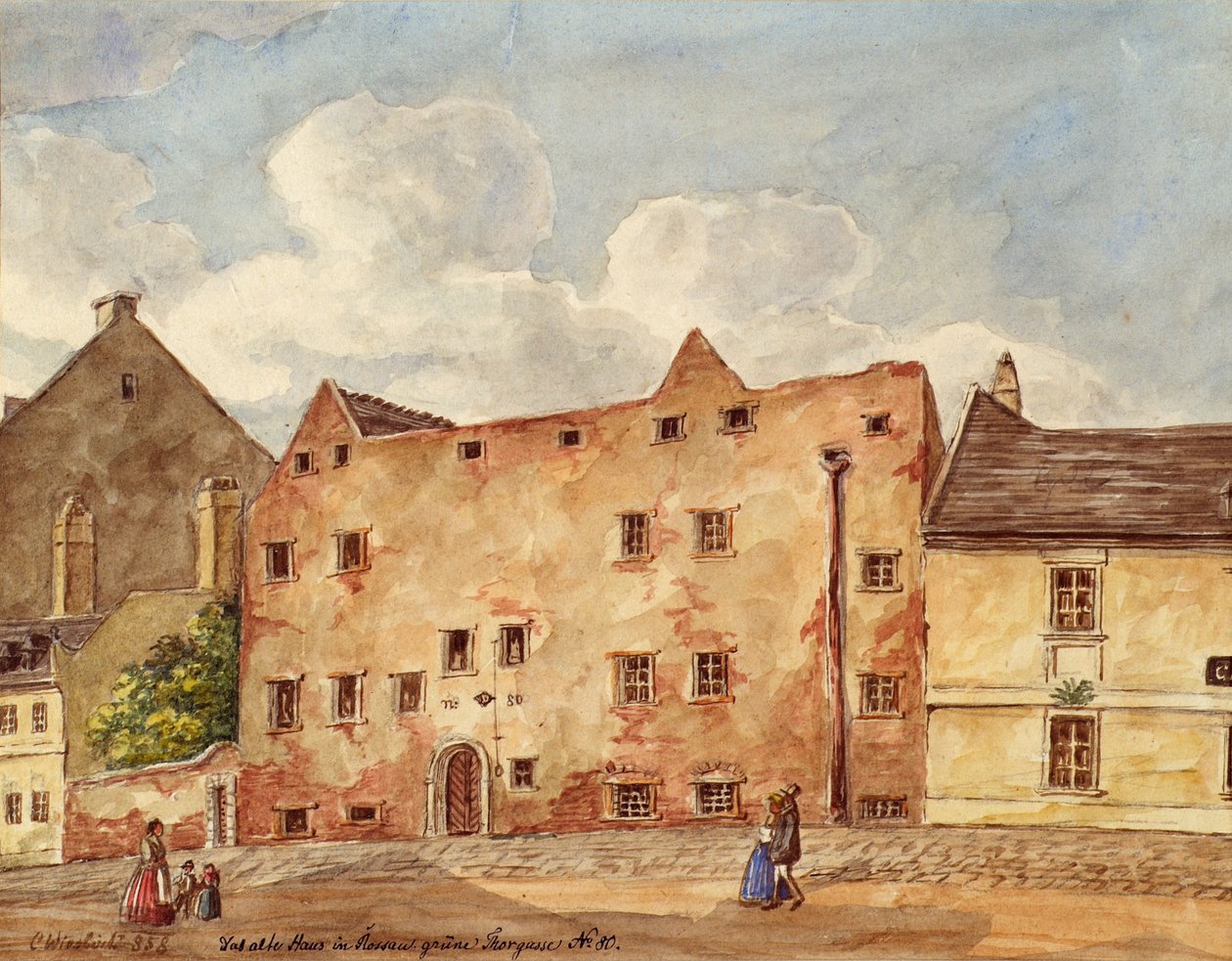 Det gamle hus ved Grünen Thorgasse nr. 80 i Wien Rossau af Carl L. Wiesböck
