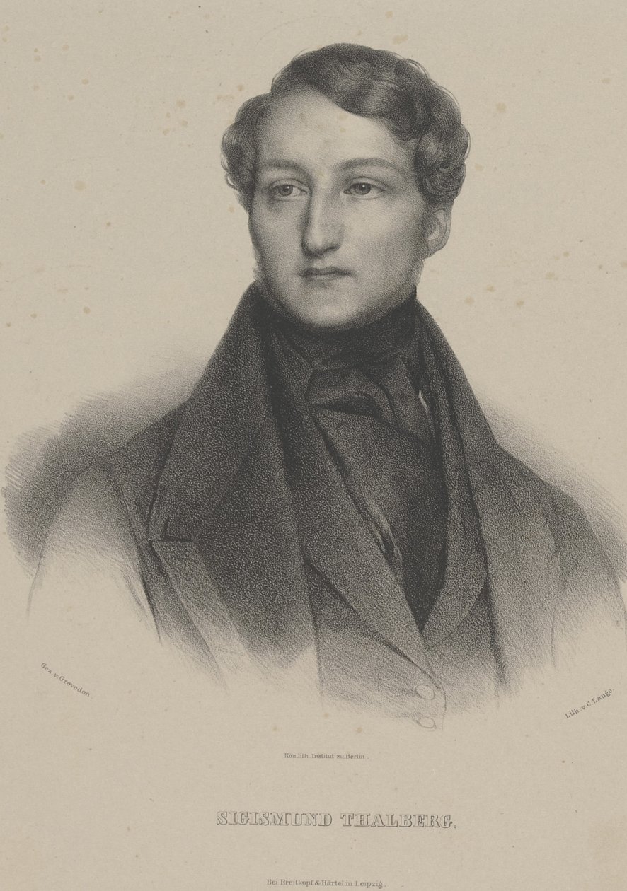 Portræt af pianisten og komponisten Sigismund Thalberg 1812-1871, ca. 1850. af Carl Lange