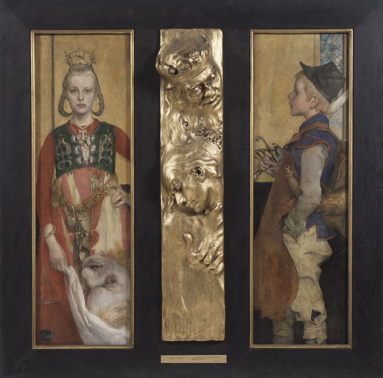 Et svensk eventyr, diptykon med reliefpanel og ramme, 1897 (olie på lærred og forgyldt trærelief) af Carl Larsson