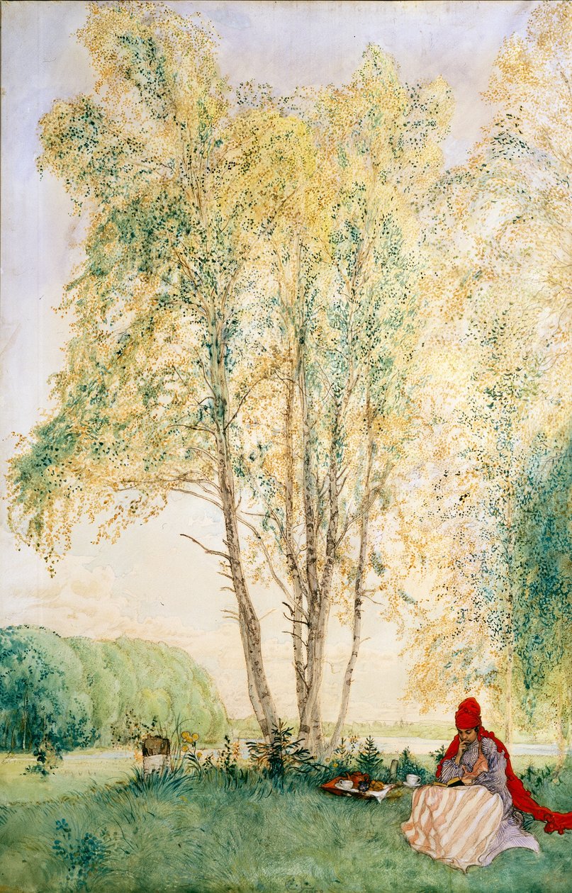 Under Birkene af Carl Larsson