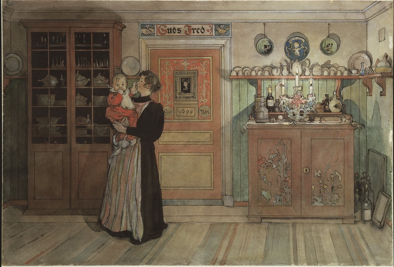 Mellem jul og nytår, fra A Home-serien, ca. 1895 (wc på papir) af Carl Larsson
