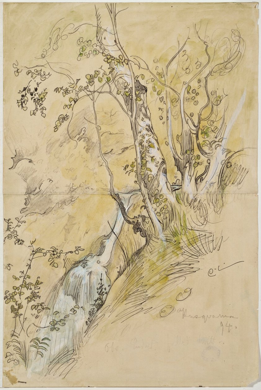Birketræer ved en bæk af Carl Larsson