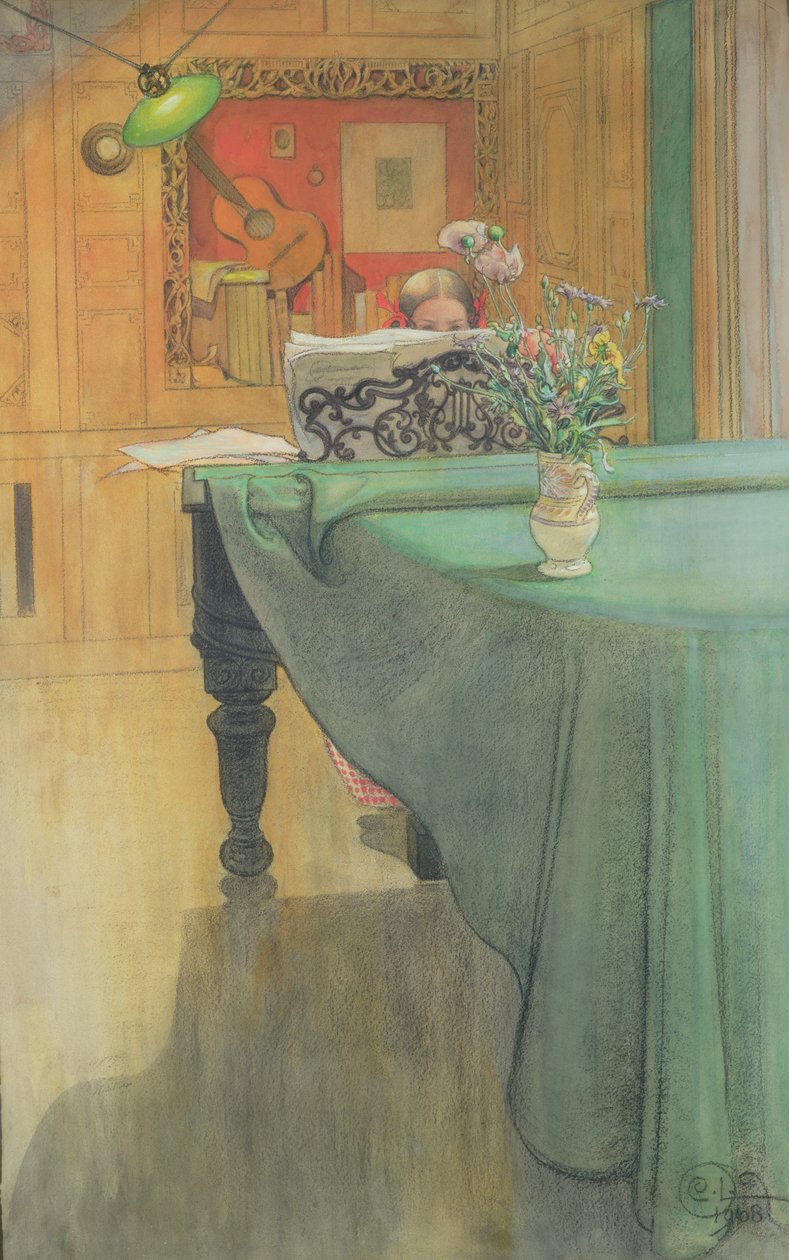 Brita ved klaveret, 1908 af Carl Larsson