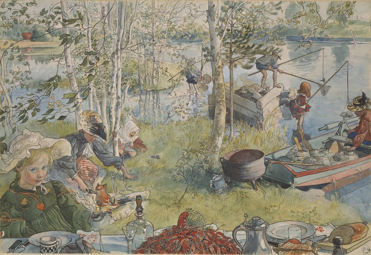 Krebsefiskeri af Carl Larsson