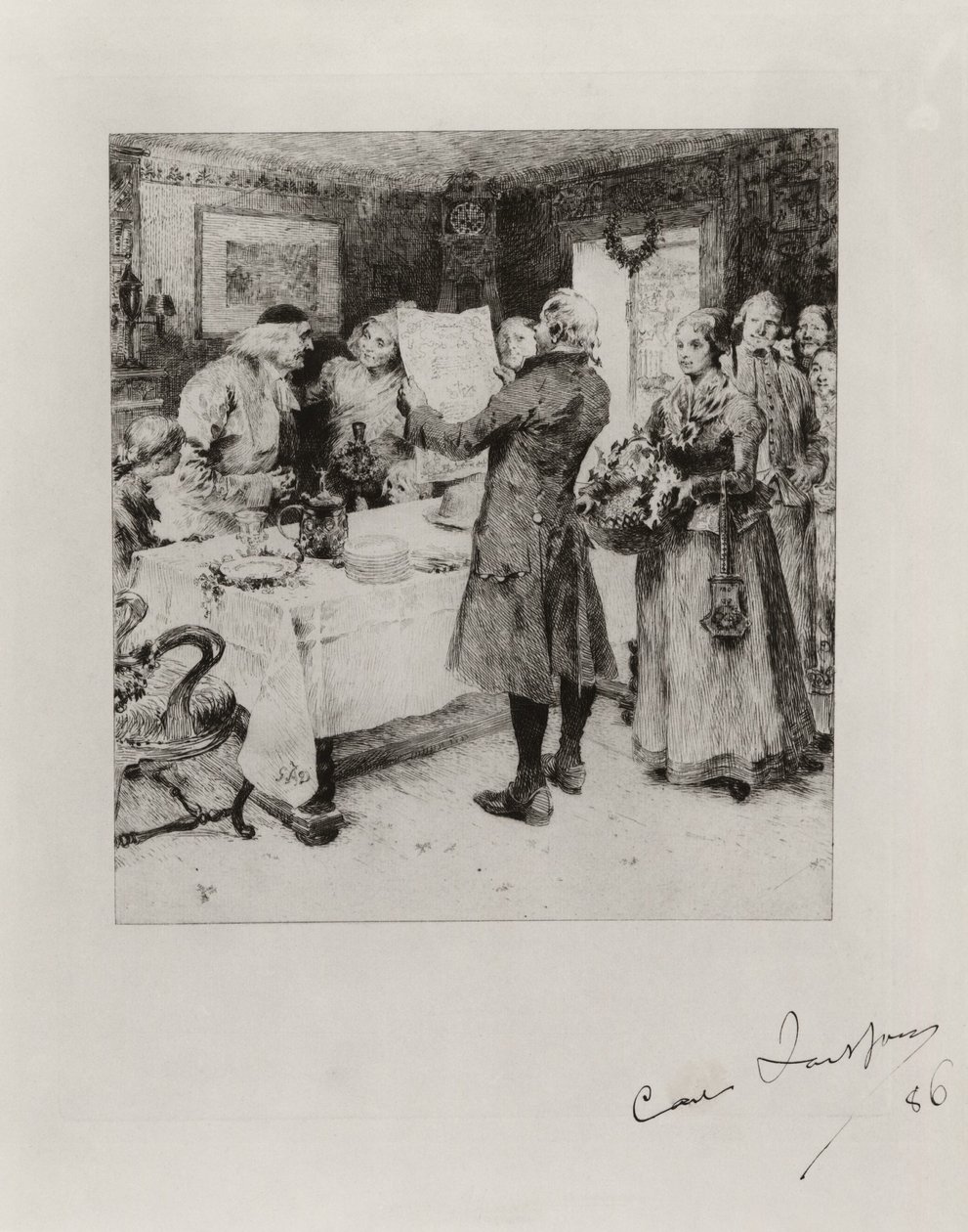 »Den glade fest«. Illustration til Anna Maria Lenngrens digt. Tilstand I af Carl Larsson
