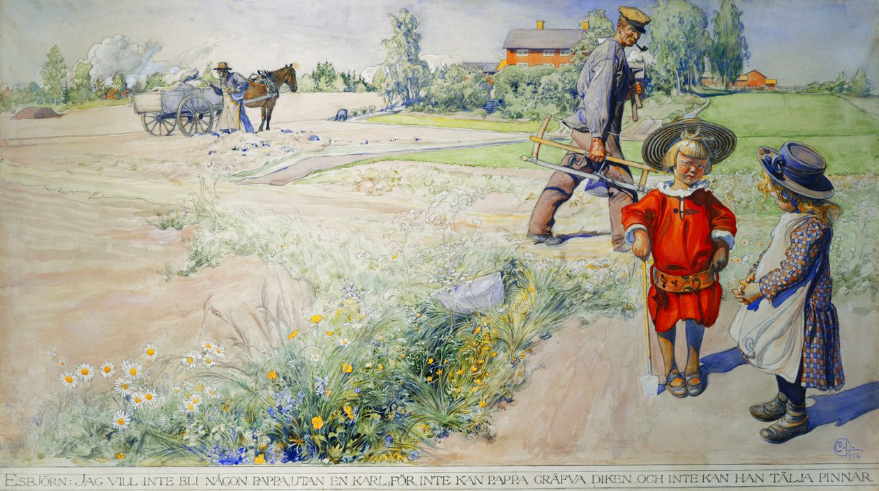 Esbjørn og Bondepigen; Esbjorn og Bondflickan, 1904 af Carl Larsson