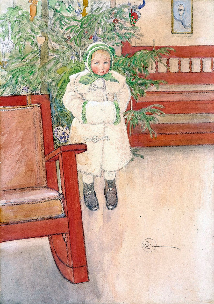 Pige og gyngestol, 1907 af Carl Larsson
