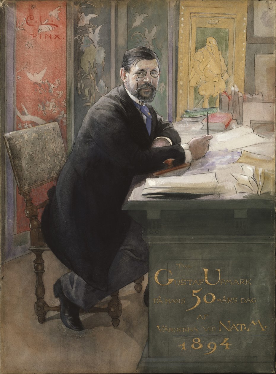 Gustaf Upmark, 1894 (pen & blæk med wc på papir) af Carl Larsson