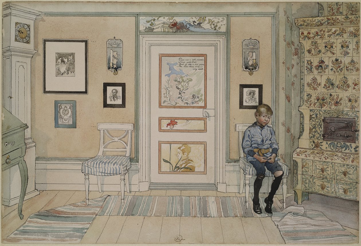 In the Corner, fra A Home-serien, ca. 1895 (wc på papir) af Carl Larsson