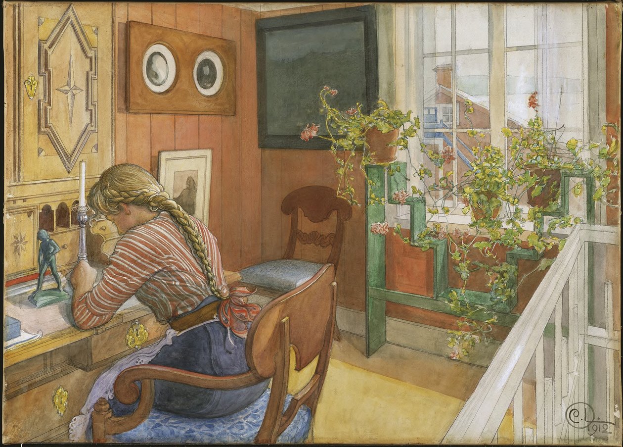 Brevskrivning af Carl Larsson