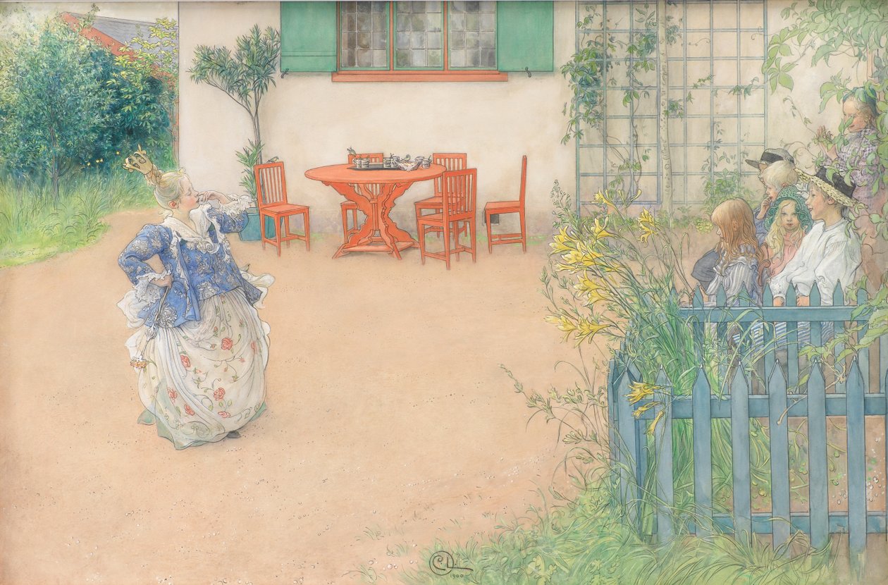 Lisbeth som den onde prinsesse i eventyret "Fågel Blå" af P.D.A. Atterbom af Carl Larsson