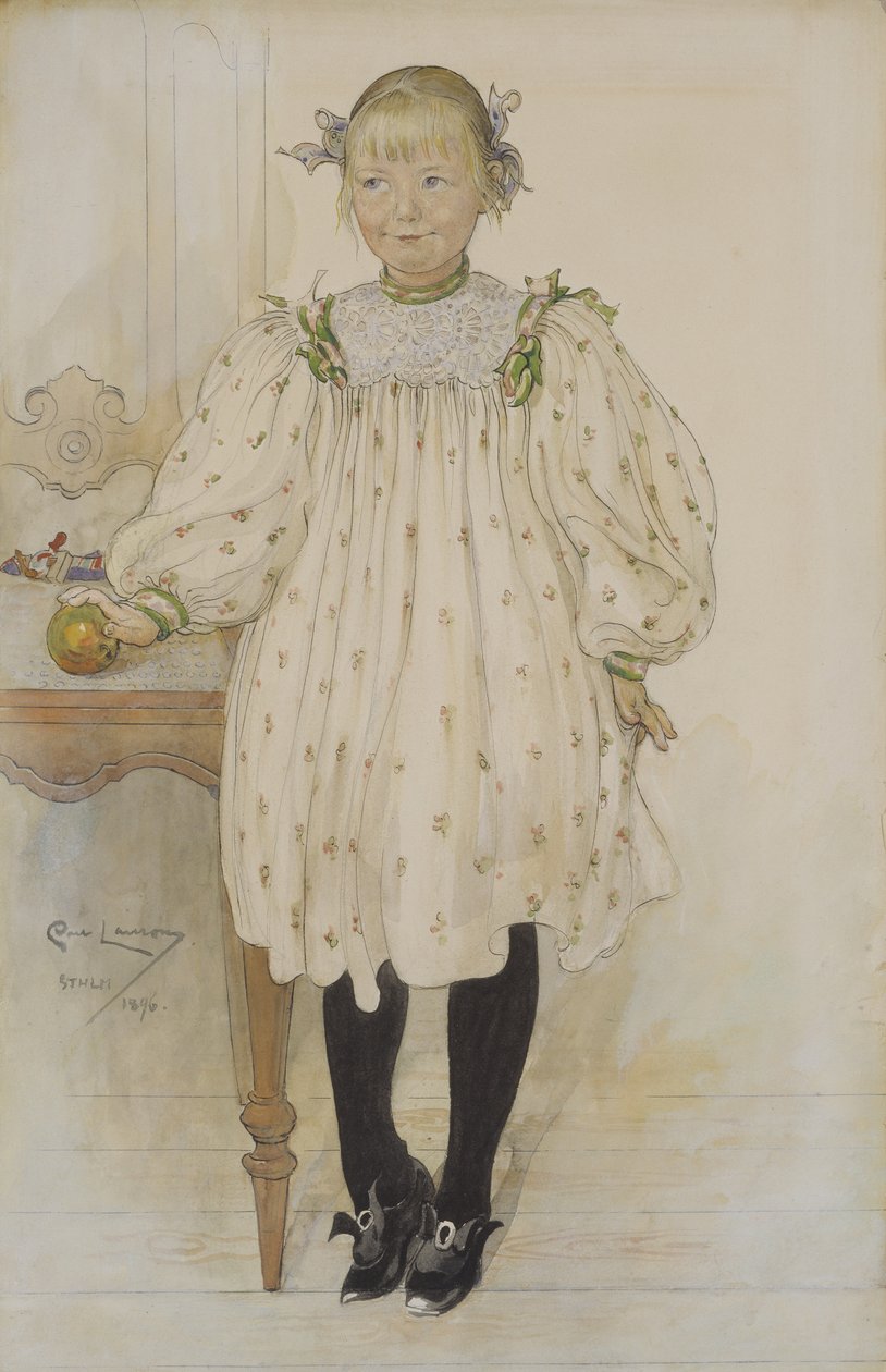 Martha Winslow som pige, 1896 (wc på papir) af Carl Larsson