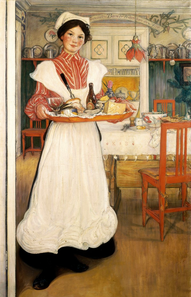 Martina bærer morgenmad på en bakke af Carl Larsson