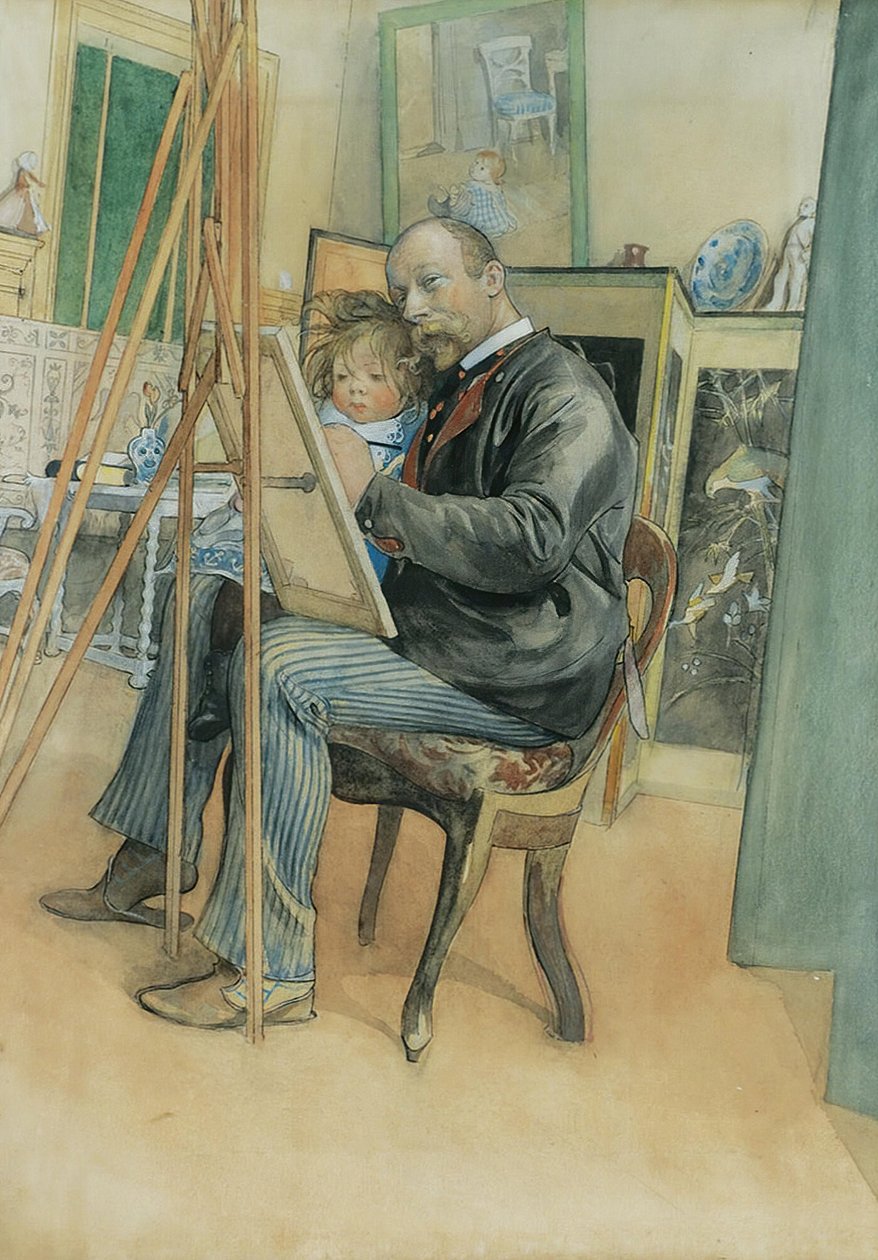 Spejlbillede med Brita af Carl Larsson
