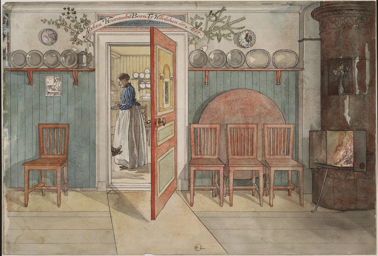 Gamle Anna. Fra »Et hjem« (26 akvareller) af Carl Larsson