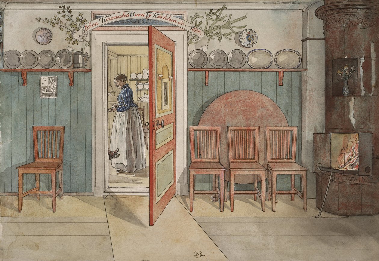 Old Anna, fra A Home-serien, ca. 1895 (wc på papir) af Carl Larsson
