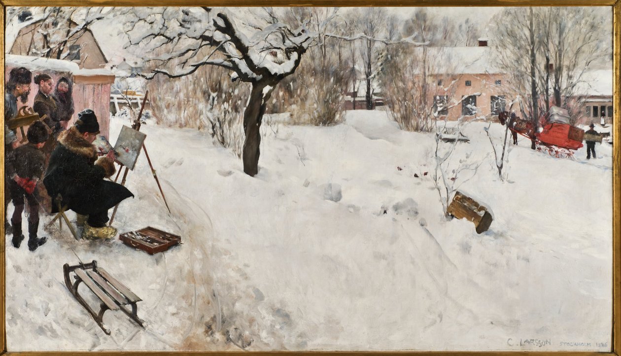 Open-Air-maler. Vintermotiv fra Åsögatan 145, Stockholm af Carl Larsson