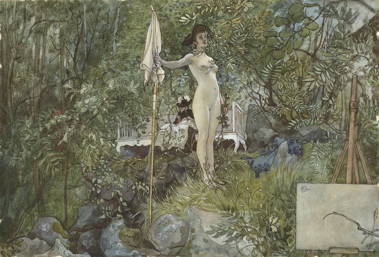 Open-Air Studio, fra A Home-serien, ca. 1895 (wc på papir) af Carl Larsson