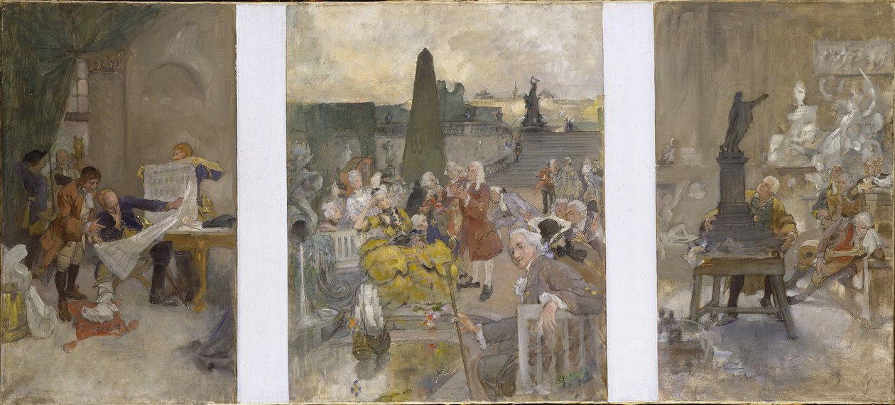 Revideret plan for udsmykningen af væggene i NM’s nedre sal af Carl Larsson