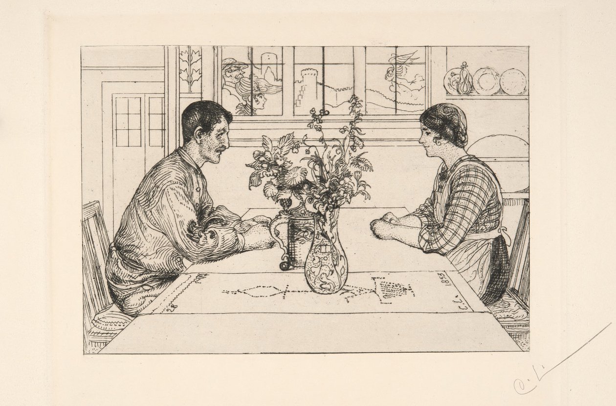 Selvportræt som kobberstikker af Carl Larsson