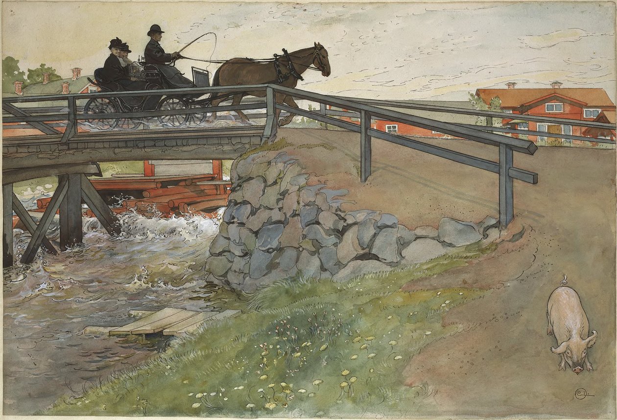Broen. Fra Et hjem (26 akvareller) af Carl Larsson