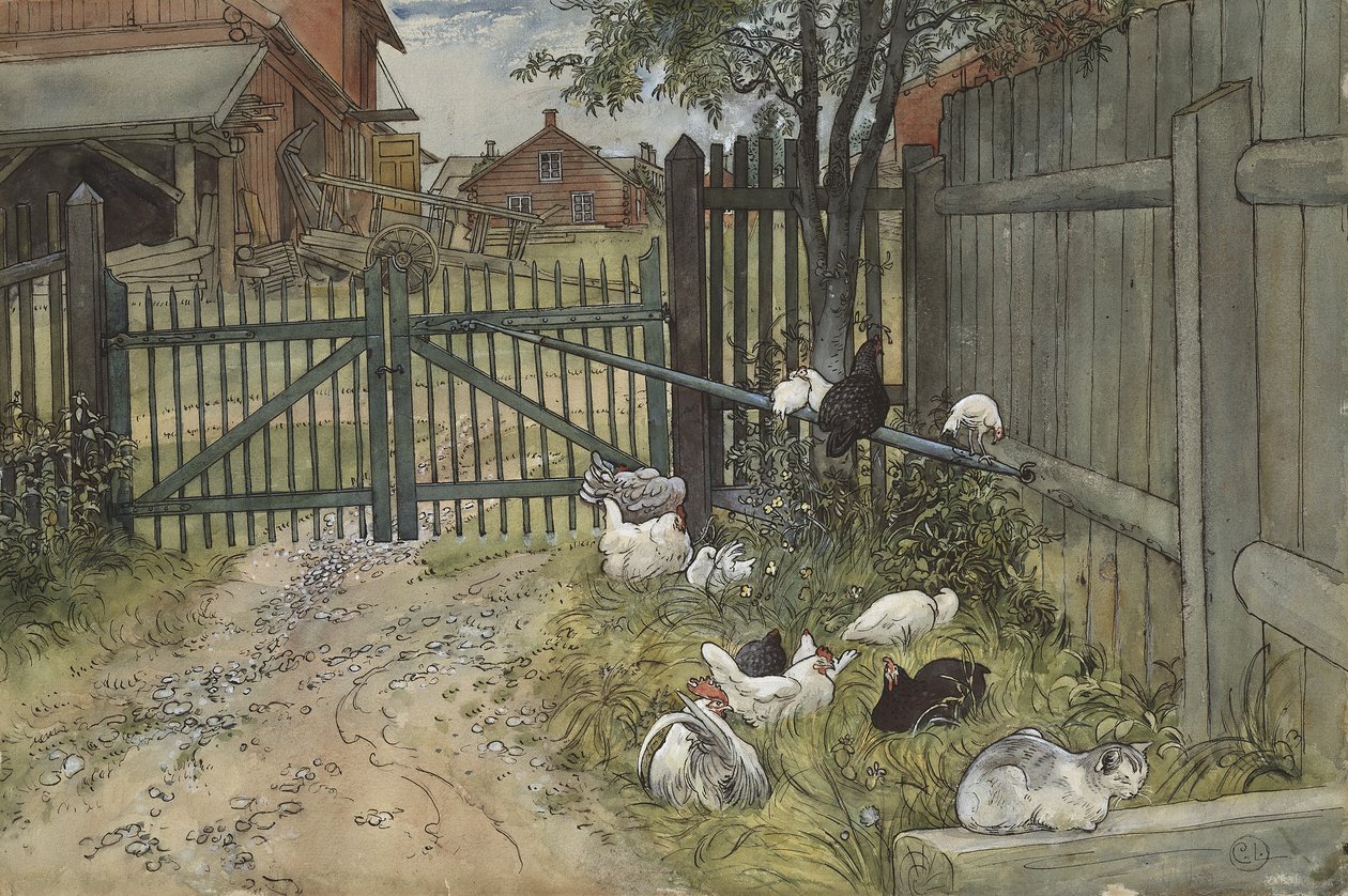 The Gate, fra A Home-serien, ca. 1895 (wc på papir) af Carl Larsson